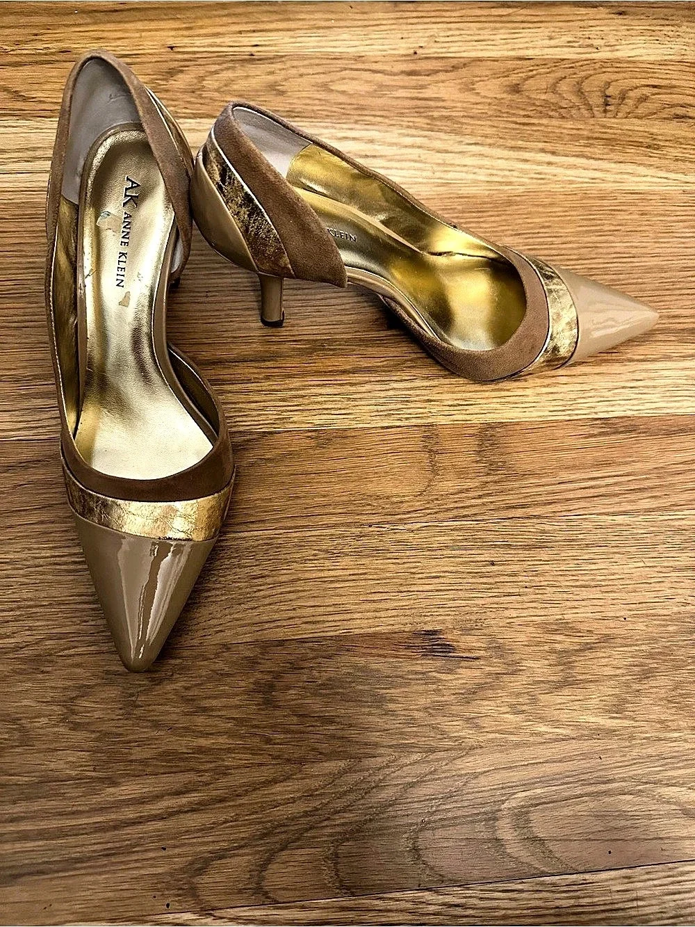 AK Anne Klein Pointed-Toe Metallic Accent Heels